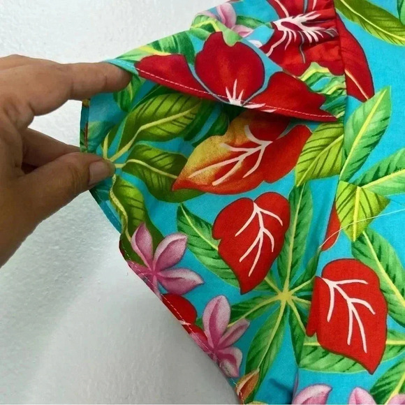 Wave Shoppe Mid-Calf Turquoise Floral Kaftan Dress Sz‎ M - Picture 5 of 16